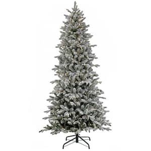 7 ft. Pre-Lit Snowy Calton Pine Artificial Christmas Tree with LED Lights