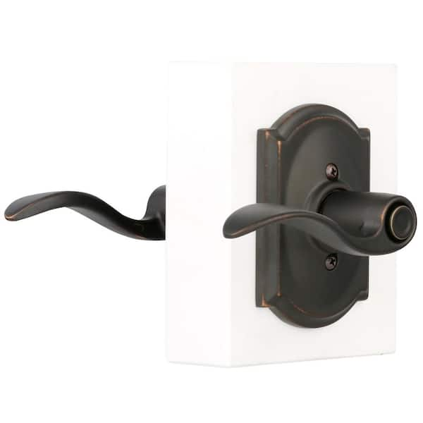 Schlage F40 ACC 716 Accent Door Lever, Bed & Bath Privacy Lock, Aged Bronze  - Door Levers 