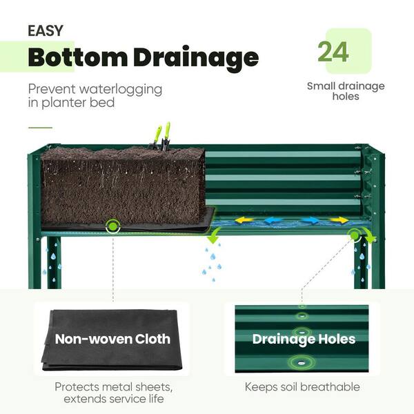 Phewnyzo 48 in. x 24 in. x 30 in. Green Metal Raised Garden