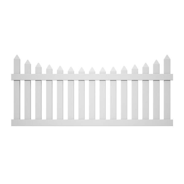 Veranda Pro-Series 3.5 ft. H x 8 ft. W White Vinyl Westchester Scalloped Spaced Picket Fence Panel - Unassembled