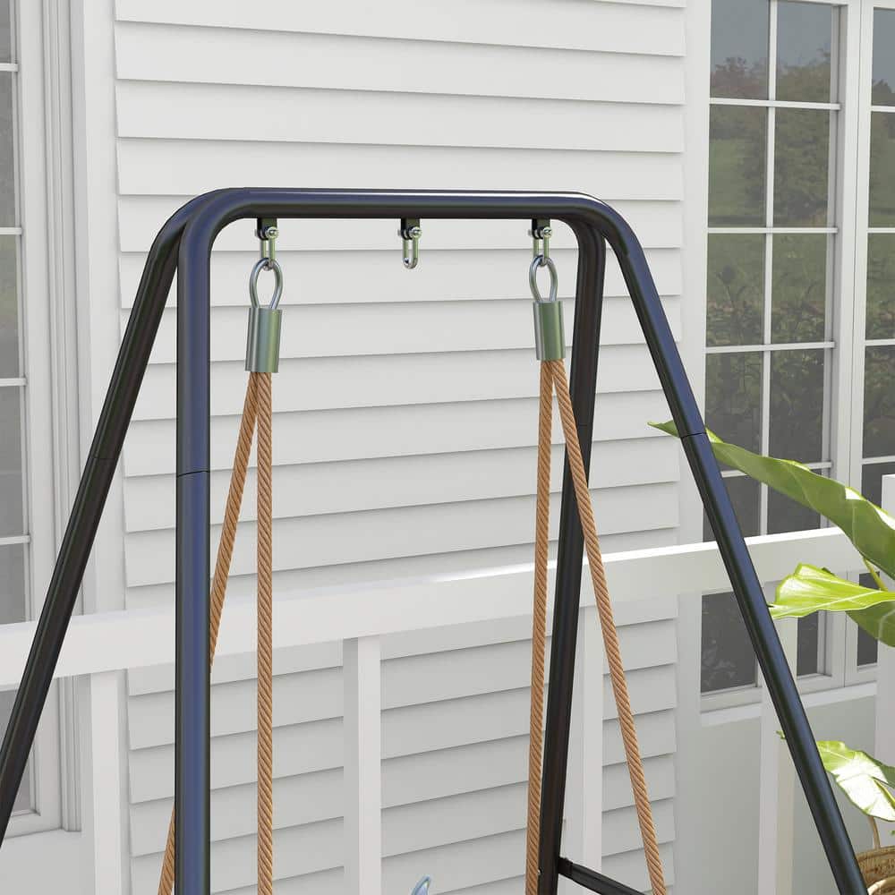 Black Heavy Duty Steel Hammock Chair Stand for Indoor & Outdoor Use