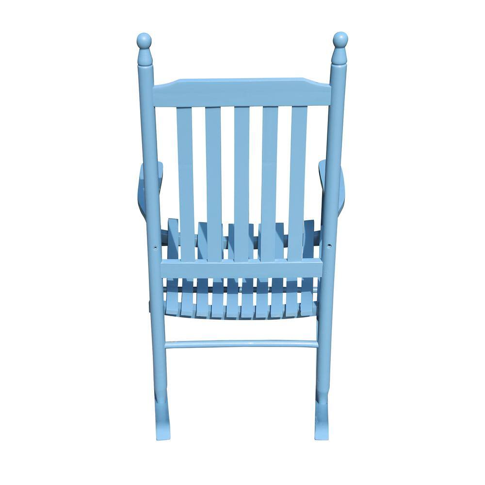 Blue Solid Wood Outdoor Rocking Chair with Arms