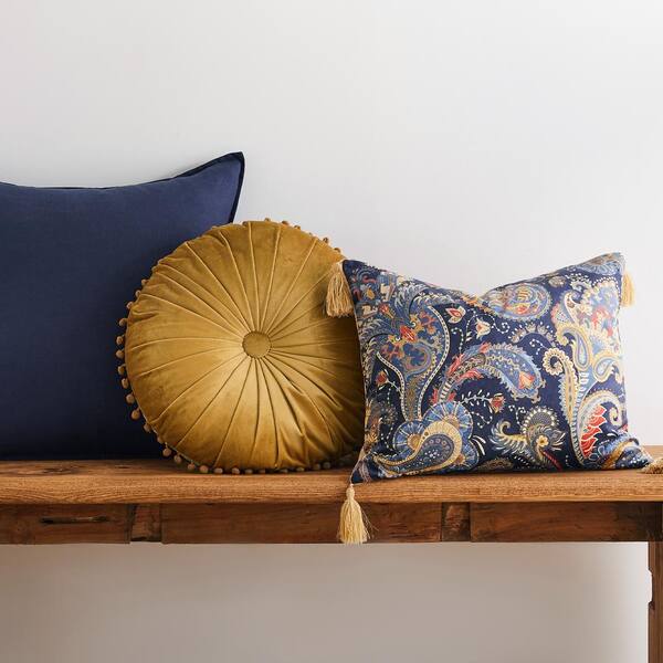 Mustard Block Print Arch Throw Pillow