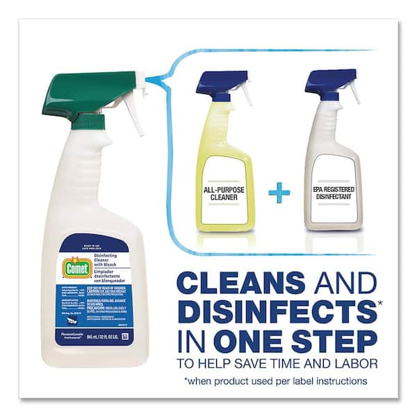 Boss. COMET DISINFECTING CLEANER W/BLEACH RTU LIQUID REFILL W/SPRAY BOTTLE  - 1 GALLON BOTTLE - 3 PER CASE