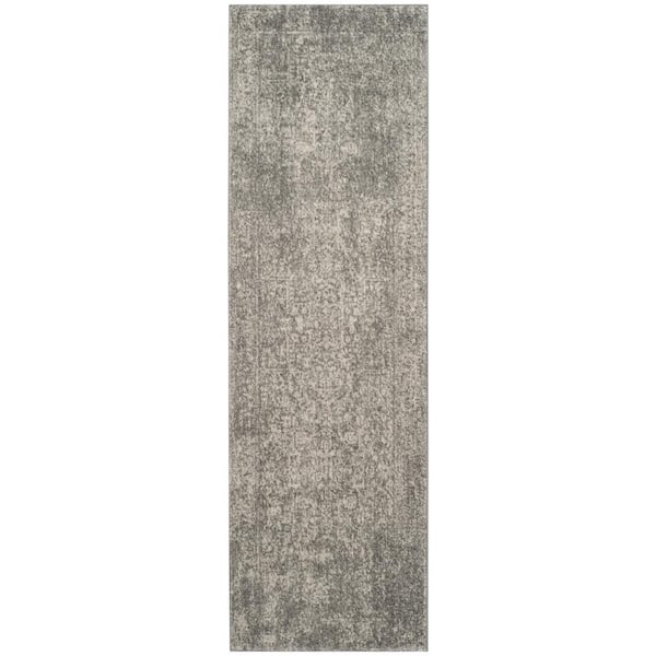 SAFAVIEH Evoke Silver/Ivory 2 ft. x 9 ft. Distressed Border Medallion Runner Rug