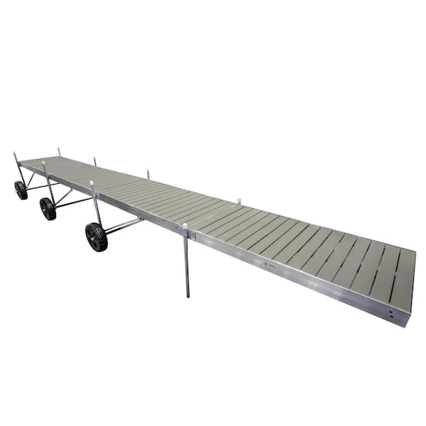 Tommy Docks 32 ft. Roll-In-Dock Straight System with Aluminum Frame and Gray Composite Removable Decking