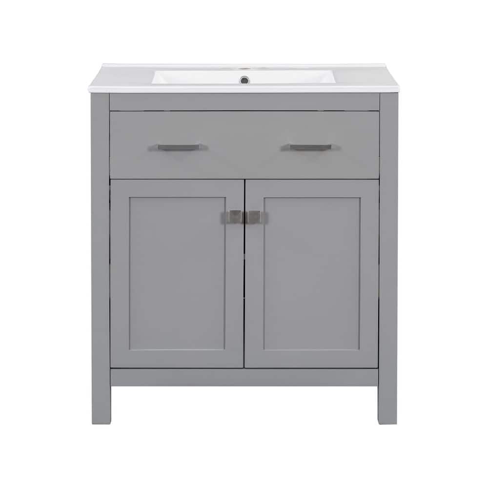 30 in. Single Sink Freestanding Gray Bath Vanity with White Ceramic Top price history on PriceWatchPro