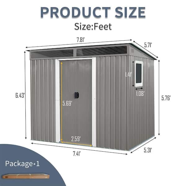 8 ft. W x 6 ft. D Metal Shed with Double Door (48 sq. ft. )