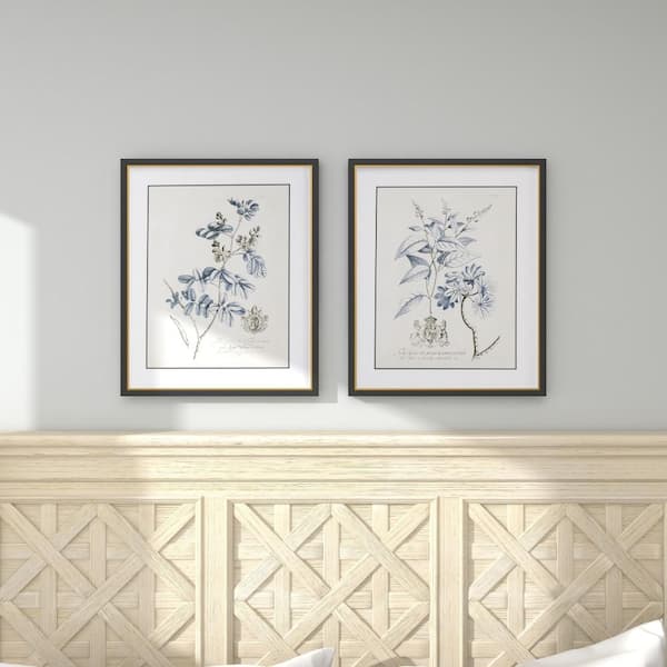Litton Lane Black Wood Vintage Leaves Framed Wall Art (Set of 2)