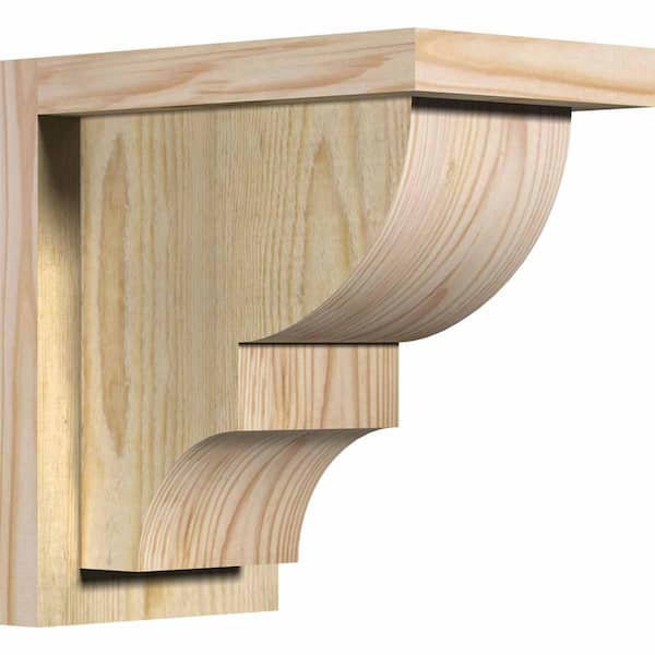 Ekena Millwork 6 in. x 10 in. x 10 in. Douglas Fir Ridgewood Rough Sawn Corbel with Backplate