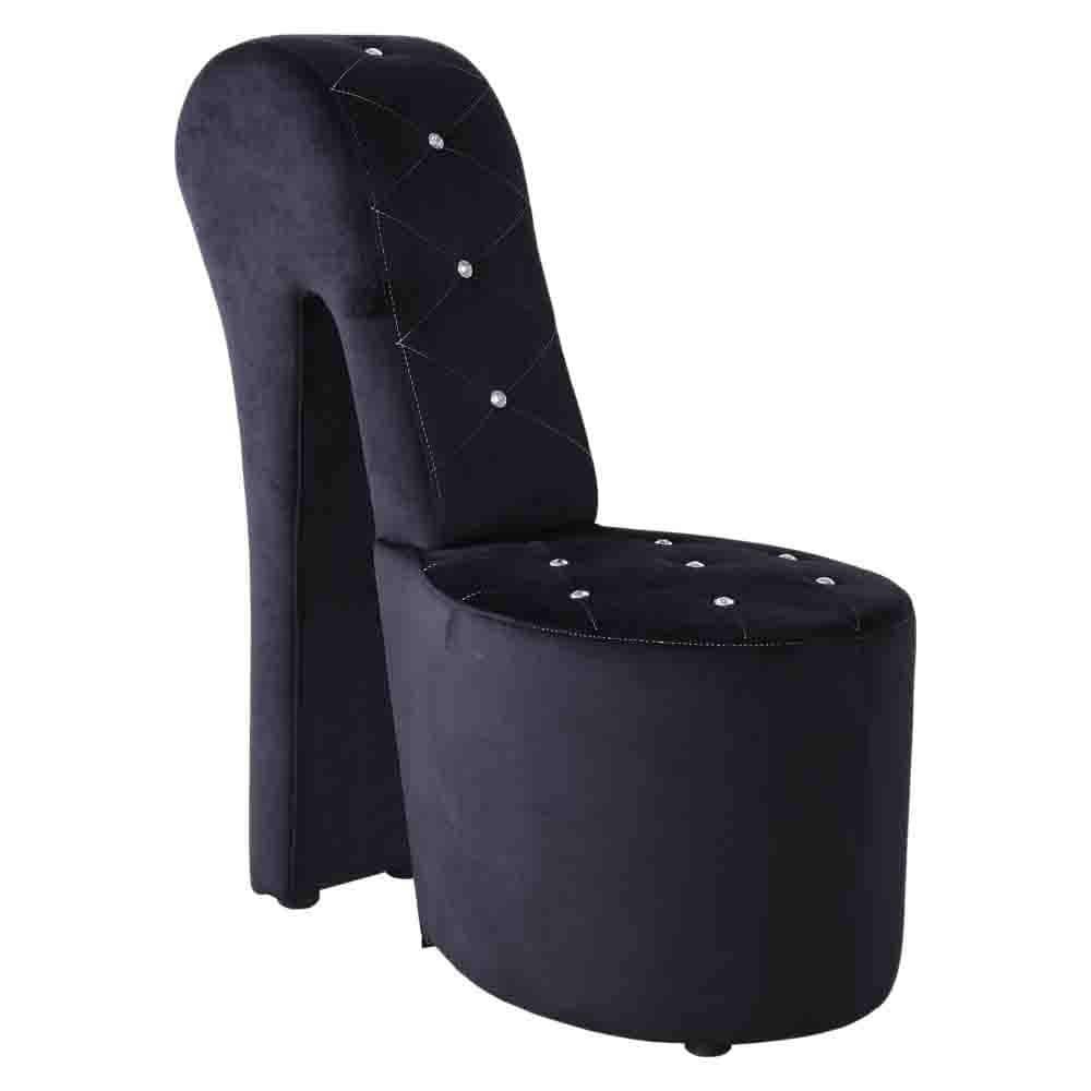 Best Master Furniture Jackson Black Velvet High Heel Shoe Chair