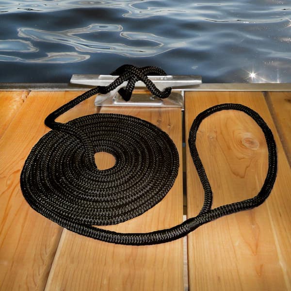 Multinautic 3/8 in. x 15 ft. Double Braided Pre-Spliced Dock Line, Black  34901 - The Home Depot