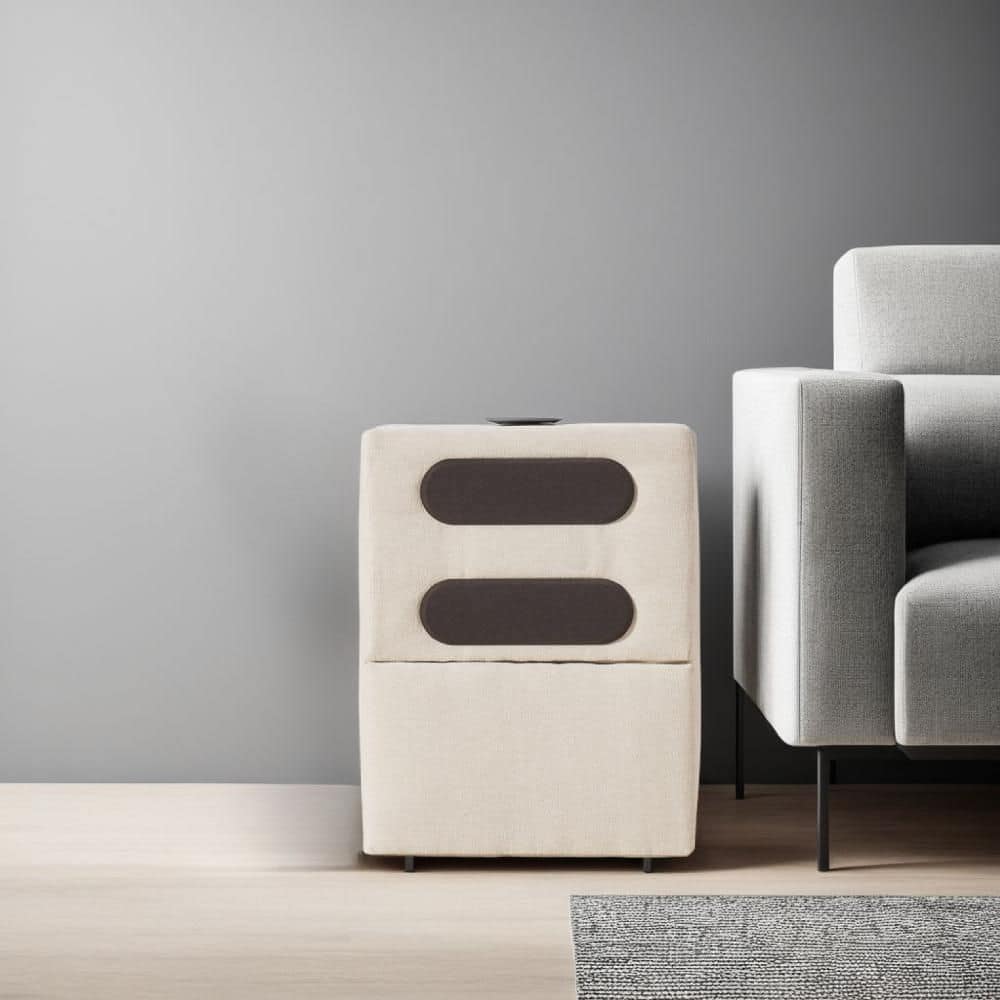 Meso 17 in. Ivory Nuvella Rectangular Wood Side Table with Audio System price history on PriceWatchPro