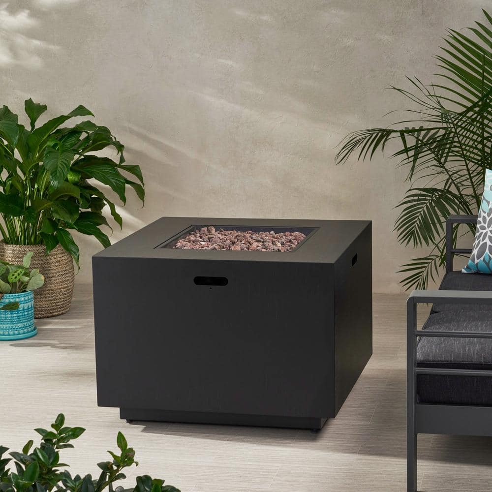 Gray Square Cast Iron Propane Gas Fire Pit Table