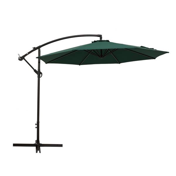 10 ft. Outdoor Dining Table Dark Green Cantilever Umbrella for Garden ...