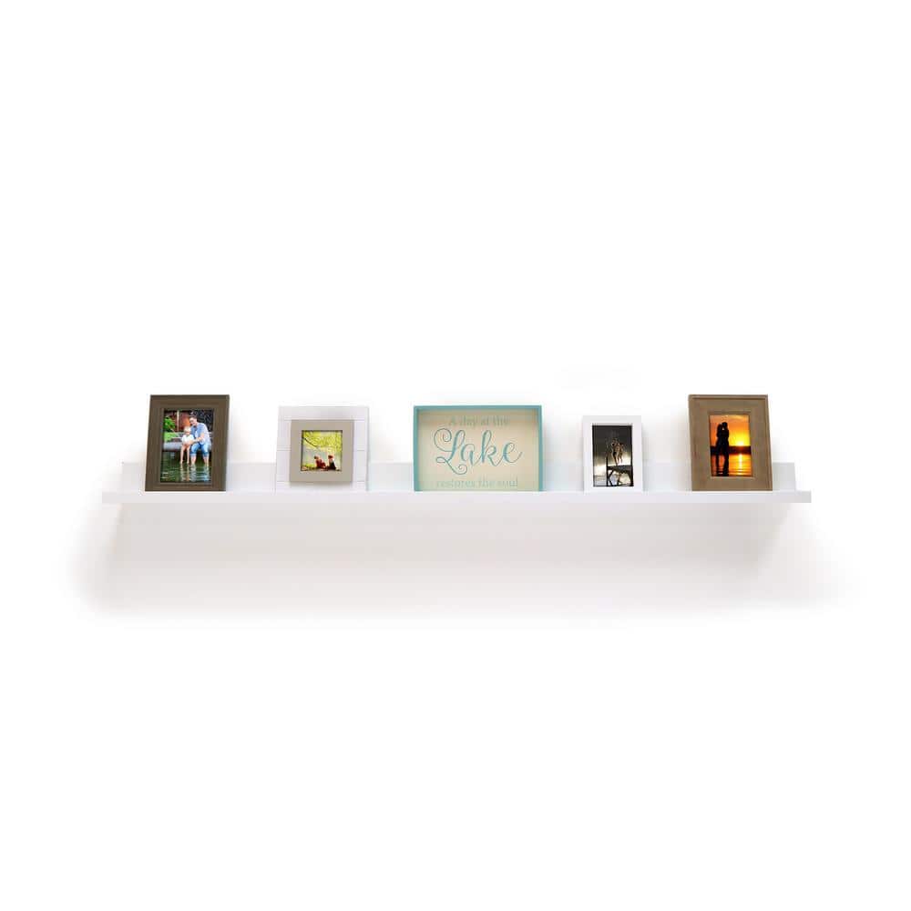 Elegant 48'' White MDF Modern Picture Ledge Shelf