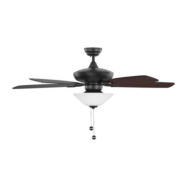 Generation Lighting - Colony Max Plus 52 in. Matte Black Ceiling Fan with Black and American Walnut Reversible Blades and LED Light Kit