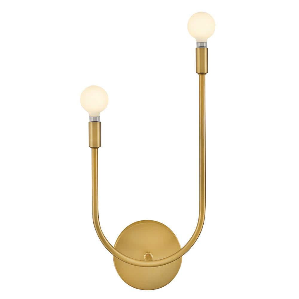 Lacquered Brass 2-Light White Linen Wall Sconce