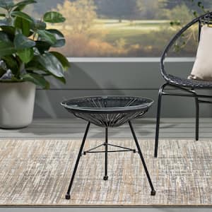 Nusa 18 in. Black Round Metal Outdoor Side Table