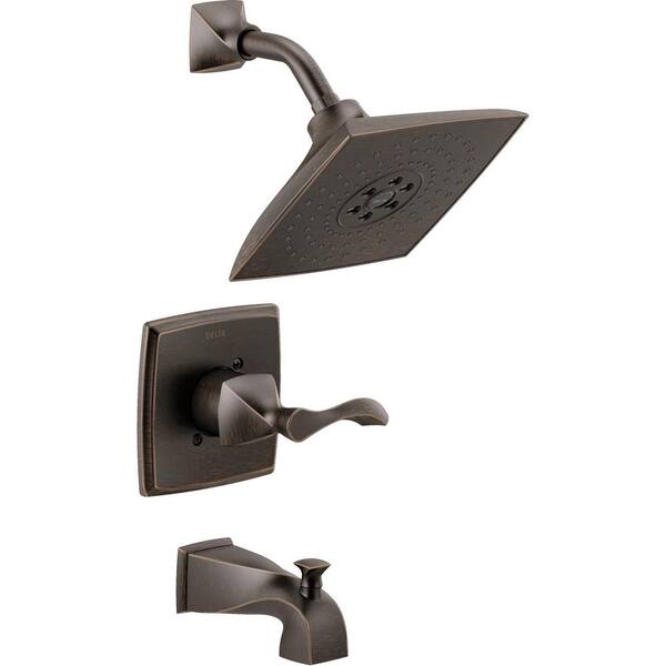 Delta Everly 1-Handle 3-Spray Tub and Shower Faucet in SpotShield Venetian Bronze with H2Okinetic Technology (Valve Included)