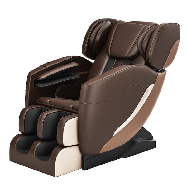Favor-SS01 Brown Recliner w/ Zero Gravity, Full Body Air Pressure, Bluetooth, Heat, Foot Roller Massage Chair