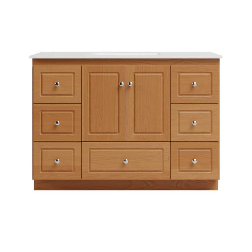Ultraline 49 in. W x 22 in. D x 35 in. H Vanity in Natural Alder Ceramic Vanity Top in White