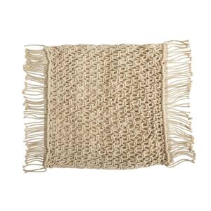 18 in. Boho Fringed Woven Macrame Decorative Pillow Cover