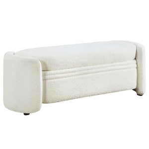 Alicia White Boucle 54 in. Bedroom Entry Way Bench With Storage