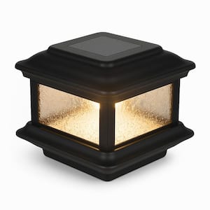 Colonial 3.5 in. x 3.5 in., 4 in. x 4 in Outdoor Black Cast Aluminum LED Solar Post Cap