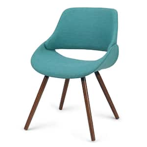 Malden Mid Century Turquoise Blue Woven Fabric Modern Bentwood Dining Chair
