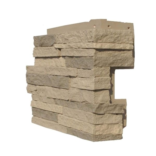 NextStone Stacked Stone Kentucky Gray 4.25 in. x 13.75 in. Faux Stone Siding Corner (4-Pack)