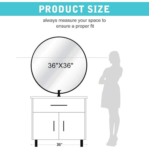 36 in. W x 36 in. H Round Framed Wall Mount Bathroom Vanity