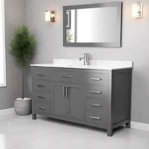 Beckett 60 in. W x 22 in. D Single Bath Vanity in Dark Gray with Cultured Marble Vanity Top in Carrara with White Basin