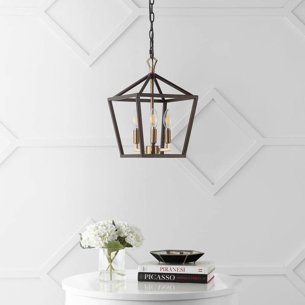 Ojai 10" Black and Gold Iron LED Pendant Lantern