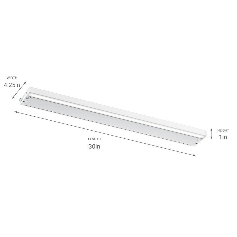 30" White LED Under Cabinet Light Bar with Adjustable Temperature