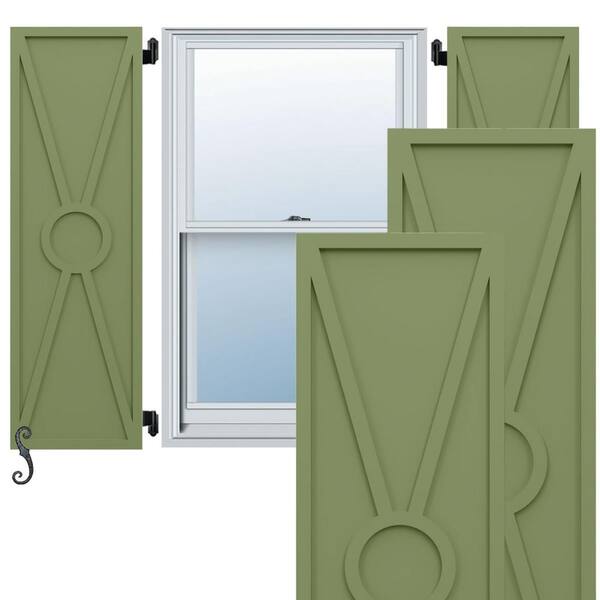 Ekena Millwork EnduraCore Santa Fe Modern Style 12-in W x 72-in H Raised Panel Composite Shutters Pair in Moss Green