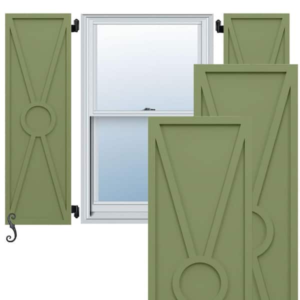 Ekena Millwork EnduraCore Santa Fe Modern Style 15 in. W x 31 in. H Raised Panel Composite Shutters Pair in Moss Green