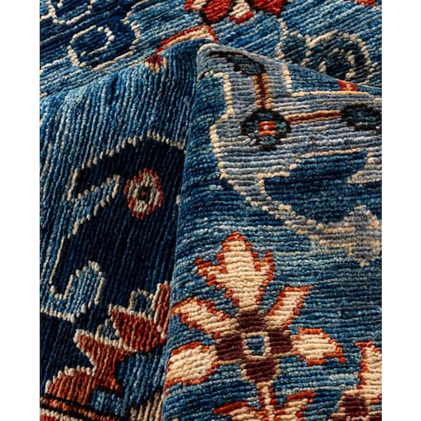 Serapi Light Blue 8 x 10 Tribal Wool Indoor Area Rug