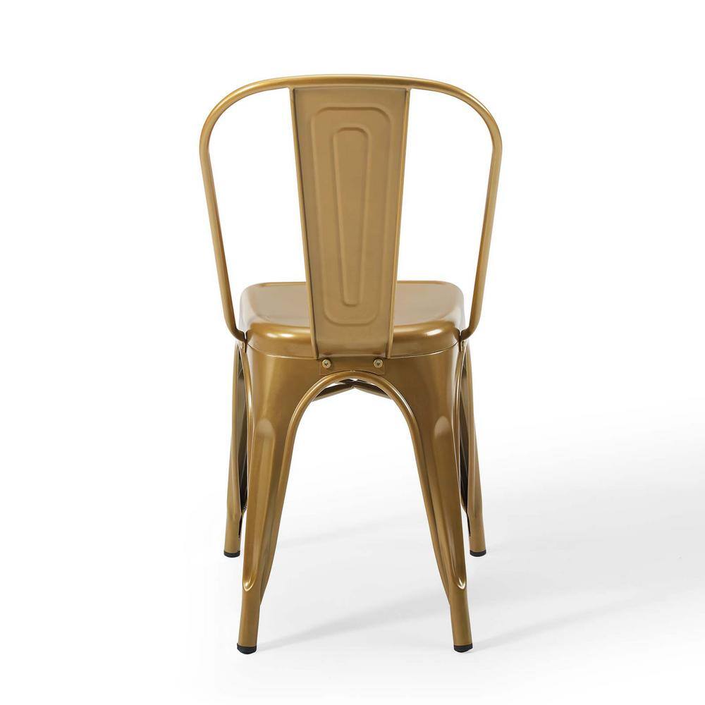 Gold Metal Bistro Dining Side Chair Set of 2
