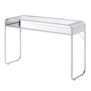 Mindry 46 in. Chrome Rectangle Glass Top Console Table