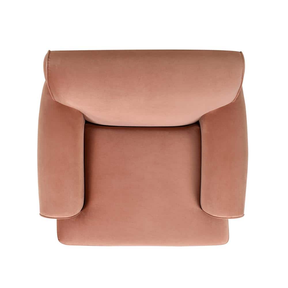 Elegant Peach Orange Velvet Wood Accent Chair with Handcrafted Comfort