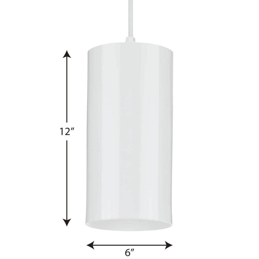 White Aluminum Cylinder 12" Outdoor Hanging Pendant Light