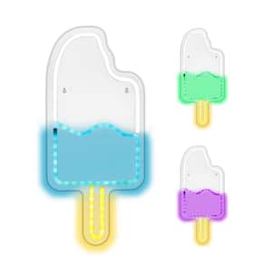"Ice Cream" 1-Piece Unframed with LED Light Neon Sign, Food Wall Art 17.72 in. x 7.95 in.