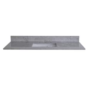 43 in. W x 22 in. D Stone Bathroom Vanity Top in Carrara Gray with White Rectangle Single Sink-3H