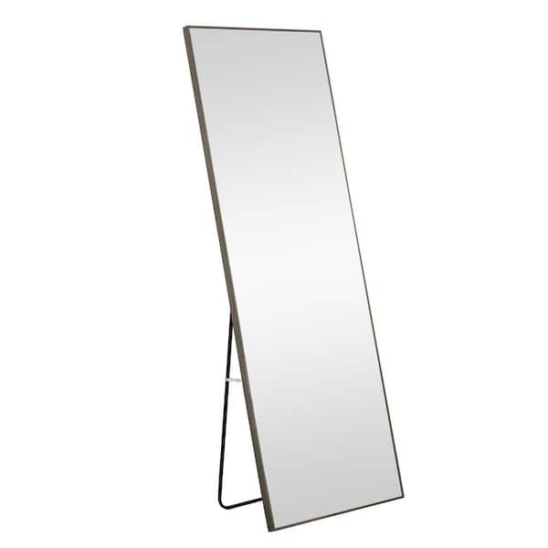 PRIMROSE CARNATION LLC The 4th Gray 23 in. x 65 in. H Rectangle Solid Wood Full Length Floor Dressing Decor Mirror, for Living Room Bedroom