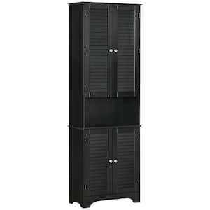 23.5 in. W x 11.75 in. D x 71.75 in. H Black MDF Freestanding Linen Cabinet with Shelf, 2-Cabinets, Black
