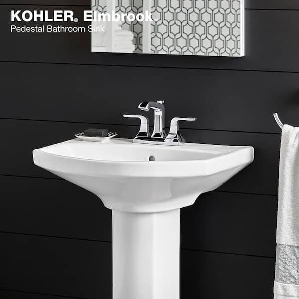 Elmbrook 22.8 in. x 18.88 in. Pedestal Bathroom Sink in White Vitreous China