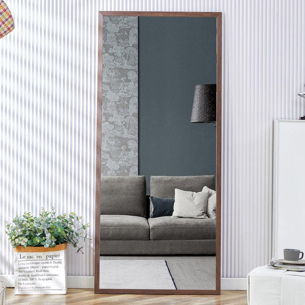 Brown 31.5 in. W x 71 in. H Rectangle Solid Wood Full Length Mirror