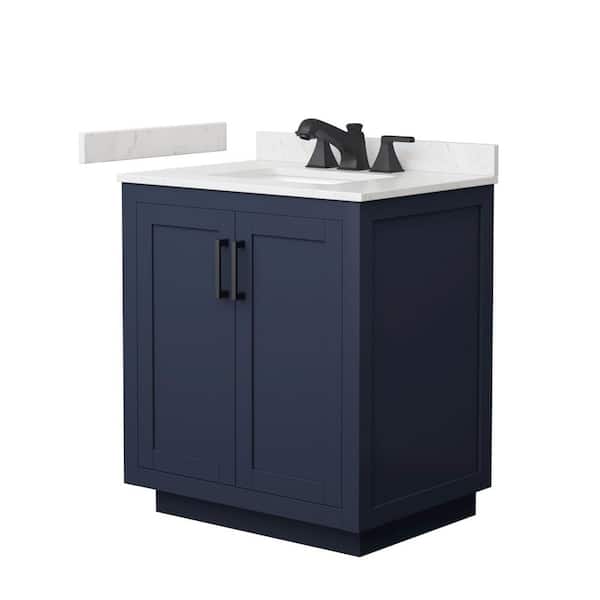 Miranda 30 in. Single Freestanding Dark Blue Bath Vanity with Carrara Cultured Marble Top
