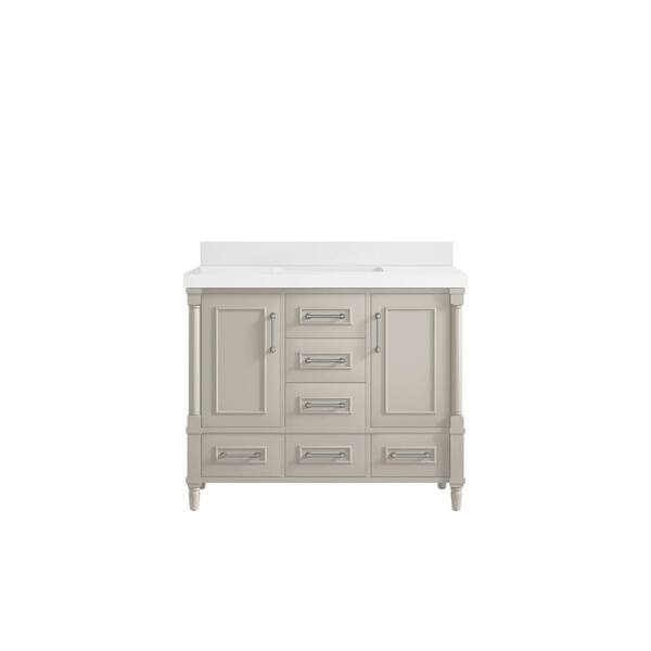 Willow Collections Hudson 42 in. W x 22 in. D x 36 in. H Single Sink Bath Vanity in Fine Grain with 2 in. White qt. Top